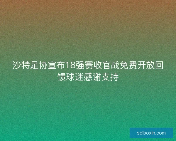 沙特足协宣布18强赛收官战免费开放回馈球迷感谢支持