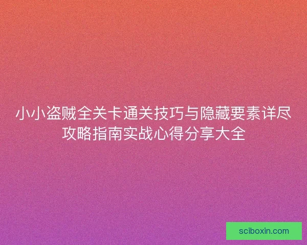 小小盗贼全关卡通关技巧与隐藏要素详尽攻略指南实战心得分享大全